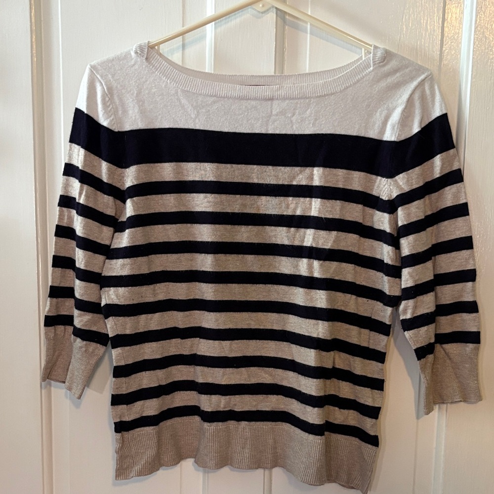 Striped Women's Sweater - Black and Cream